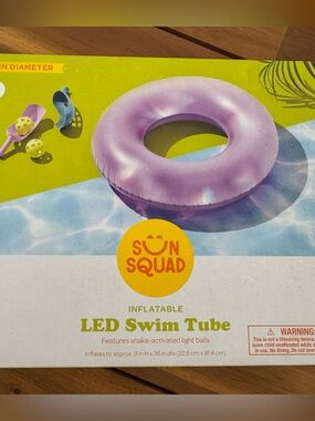 NEW Sun Squad Inflatable LED Swim Tube - Lavender